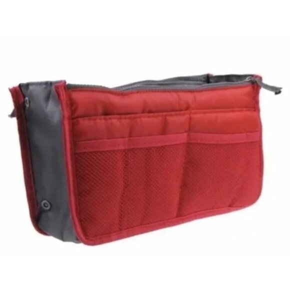 Multipurpose Travel Handbag Insert Organizer Multiple Pockets Red Unisex - Picture 3 of 3